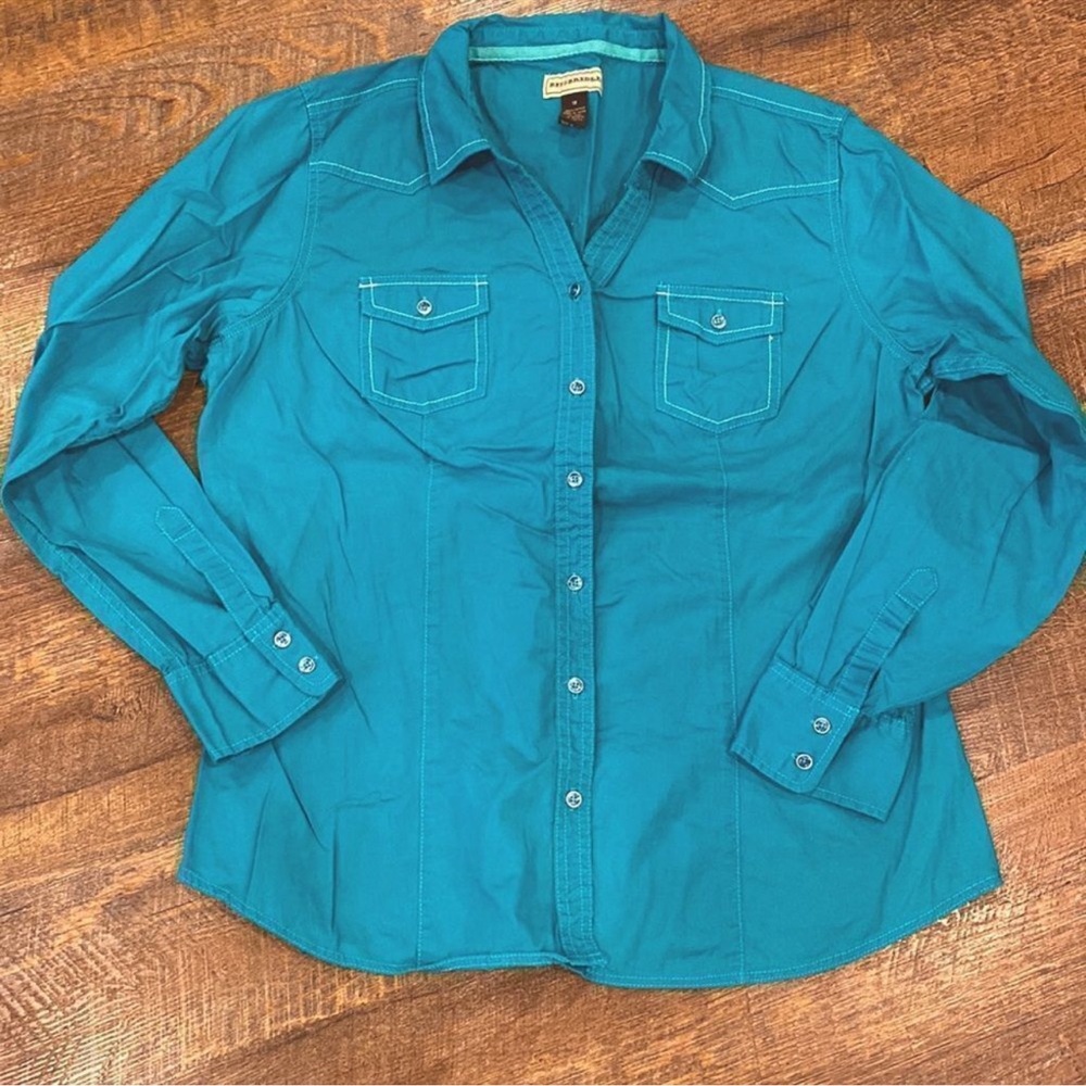 Bit & Bridle Teal Button Down Shirt